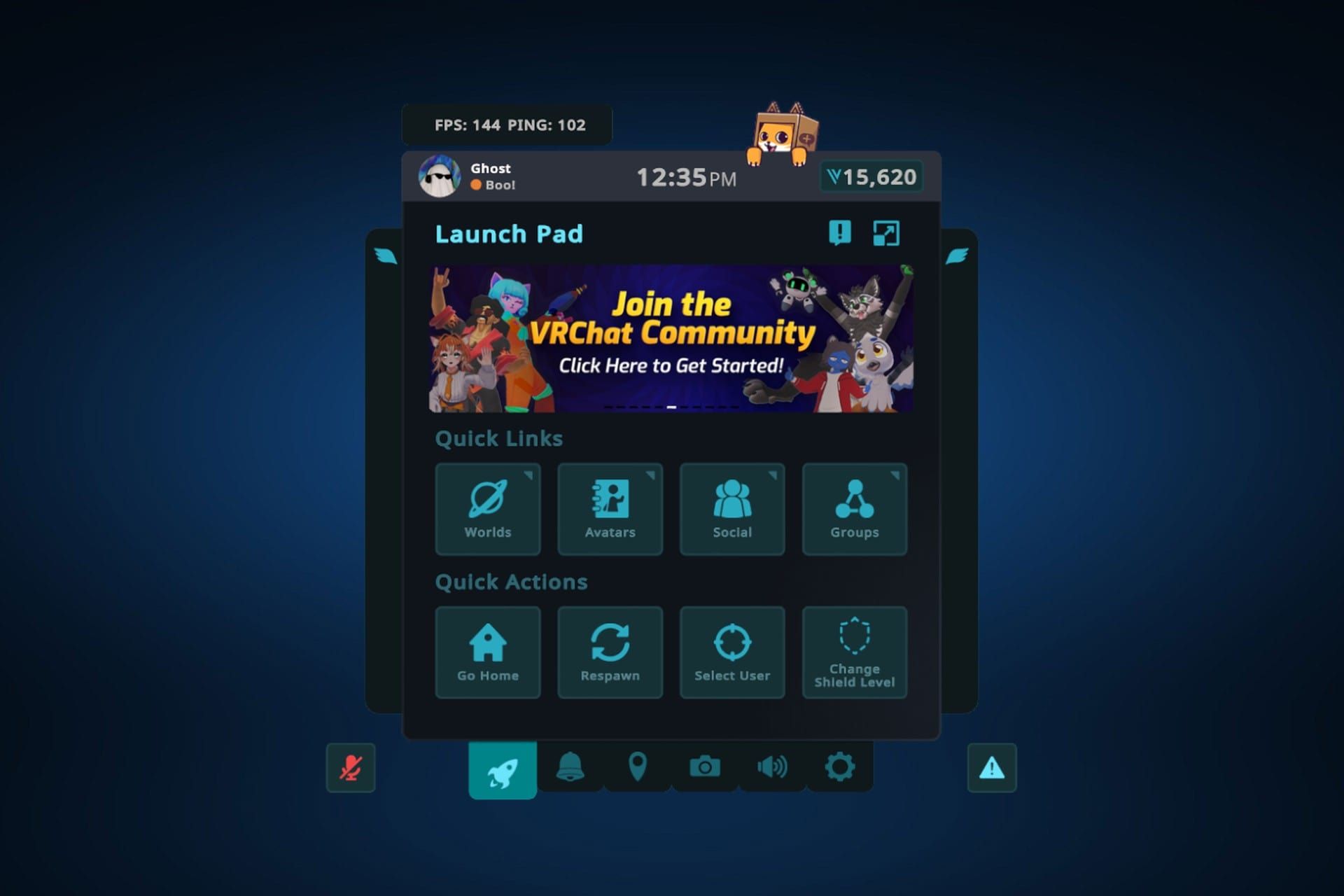 منوی quick menu در وی آر چت