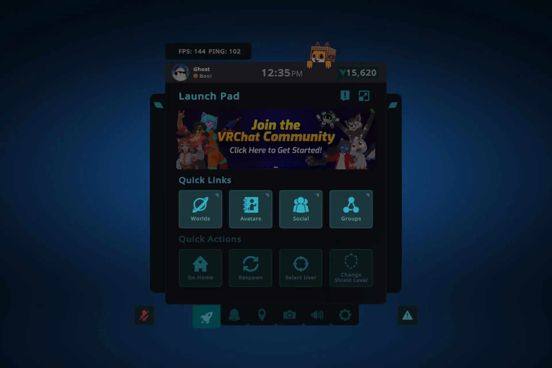 منوی Quick Linksدر وی آر چت