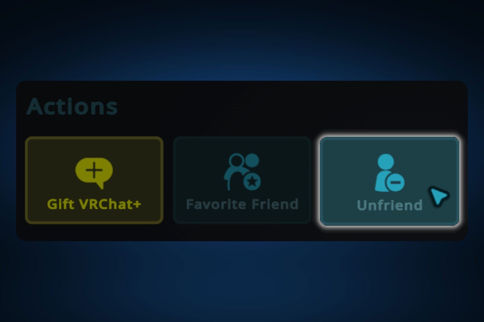 دکمه‌ی آنفرند کردن در وی آر چت