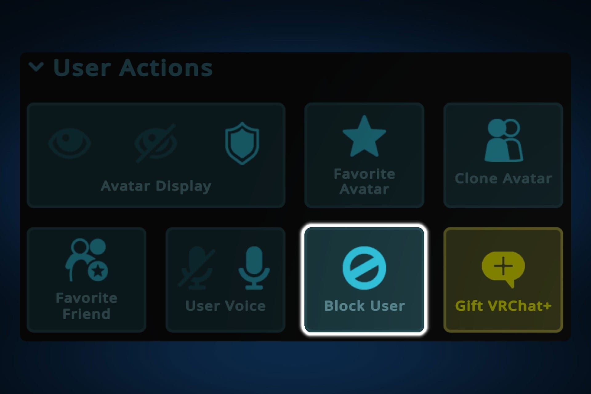 دکمه‌ی بلاک کردن یوزر در وی آر چت