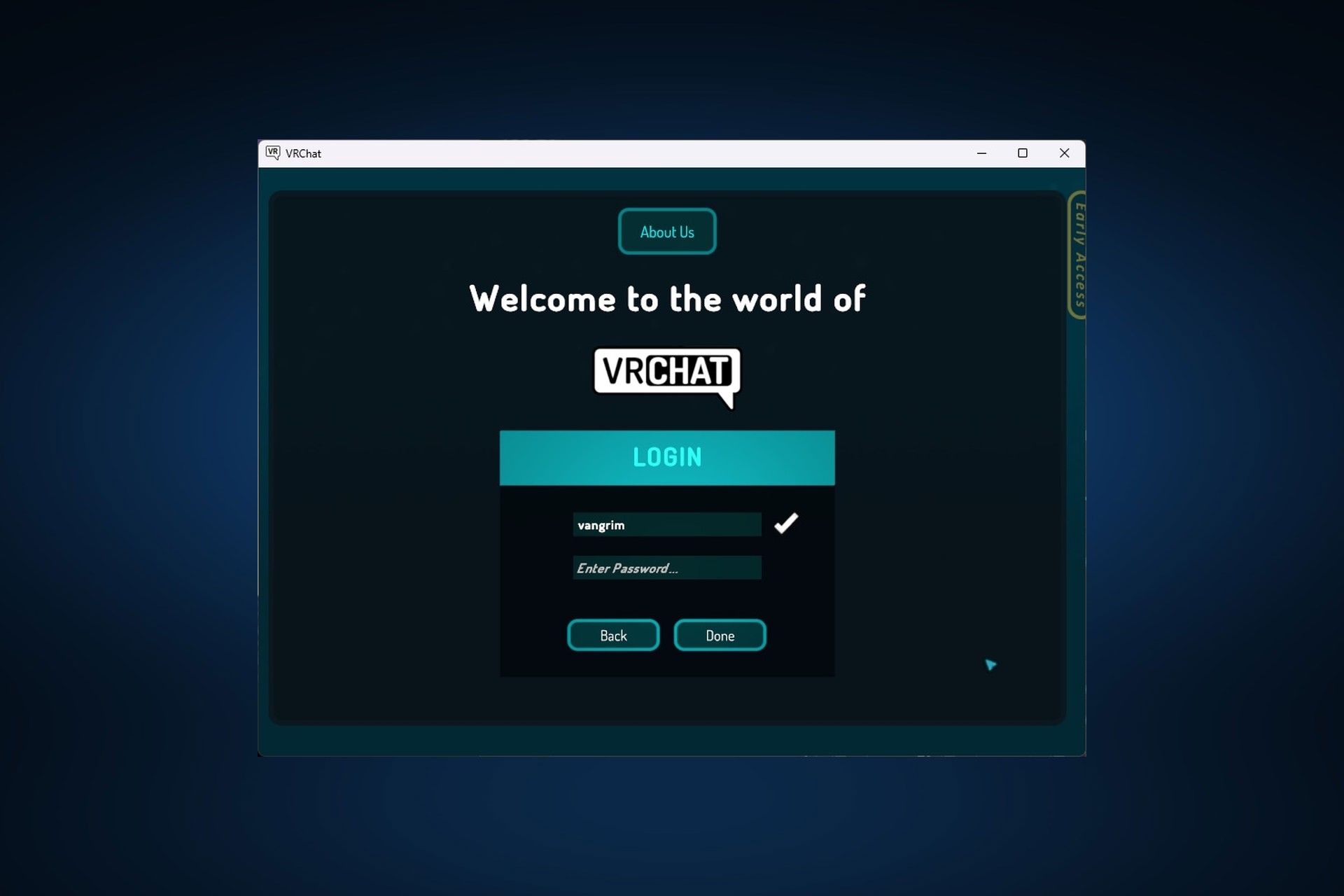 وارد شدن به VRChat از طریق اکانت VRChat - مرحله ۴
