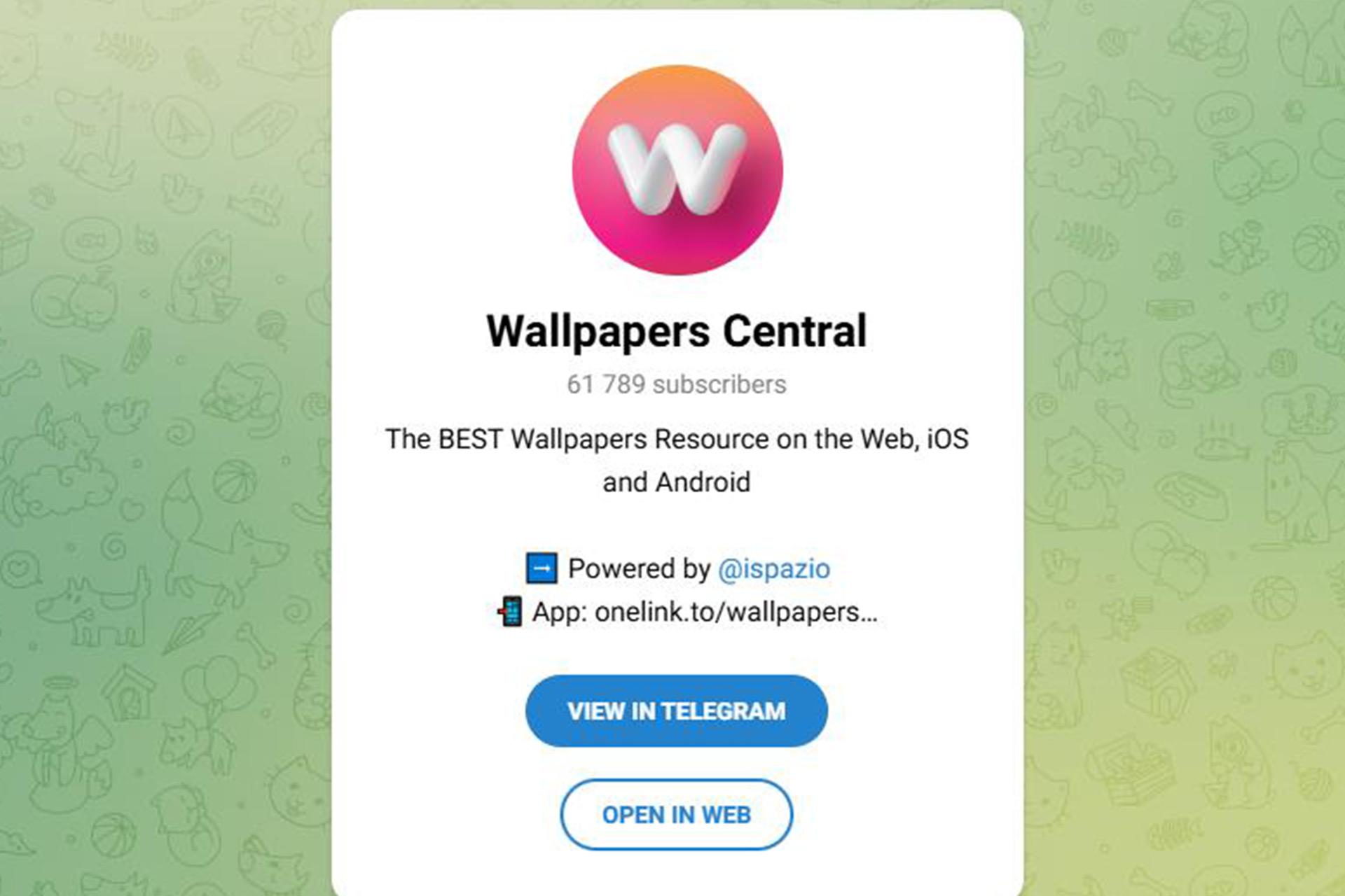 صفحه ورود به کانال تلگرام Wallpapers Central