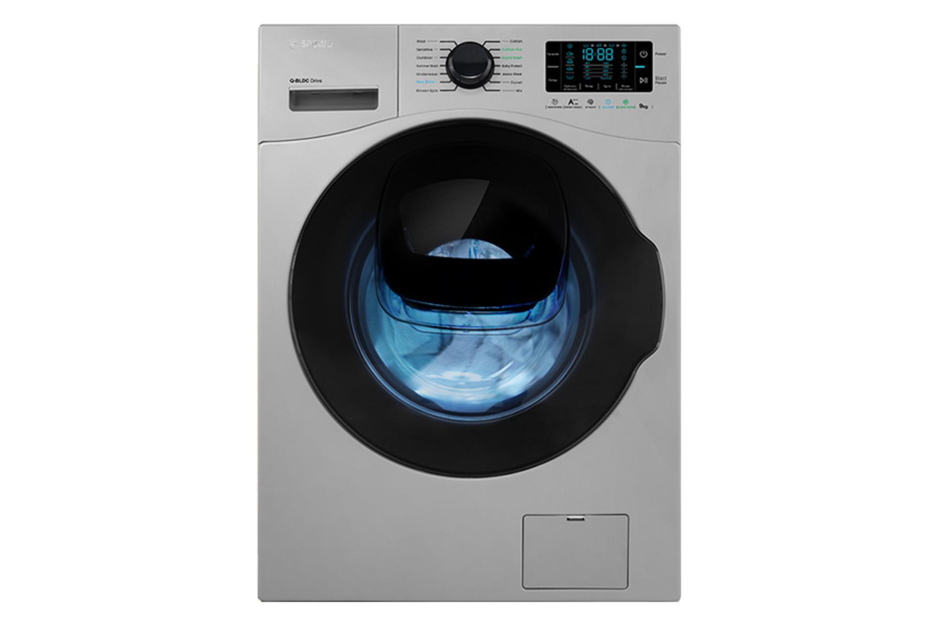 ماشین لباسشویی اسنوا Snowa SWM-94S61 نمای جلو رنگ نقره ای