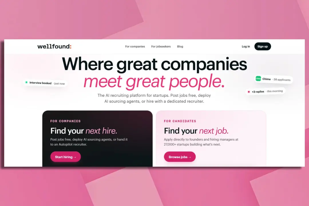 صفحه اصلی پلتفرم استخدام wellfound برای شرکت‌ها و جویندگان کار
