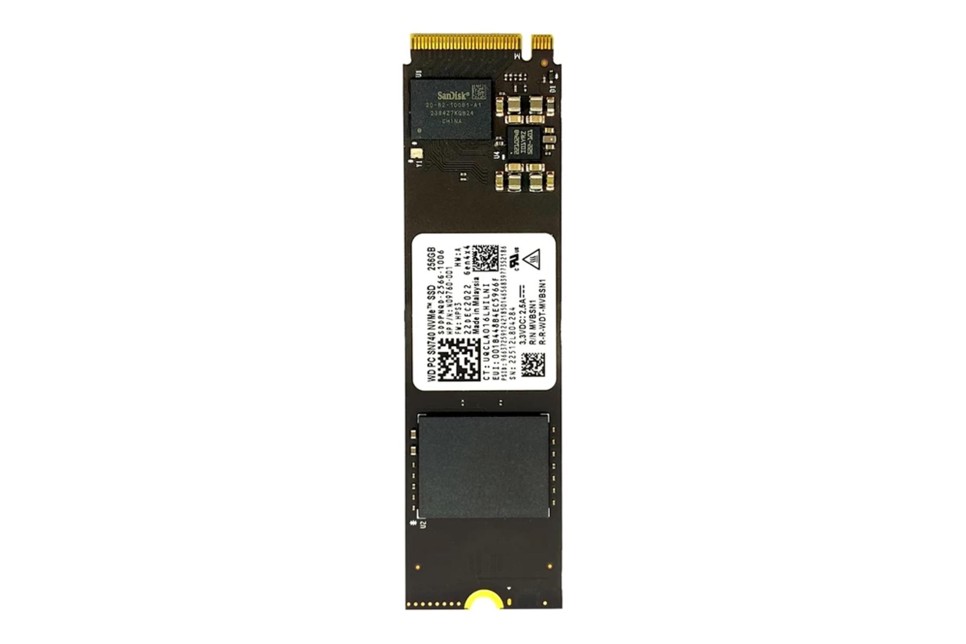 کانکتور و اتصال اس اس دی وسترن دیجیتال PC SN740 M.2 2280 ظرفیت 256 گیگابایت