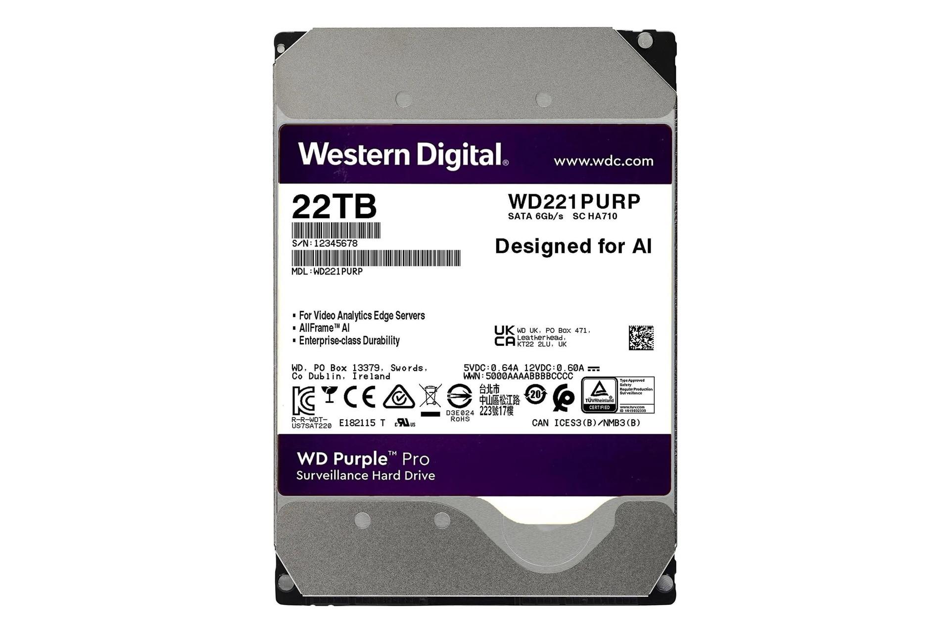 پشت هارد دیسک وسترن دیجیتال Western Digital Purple Pro WD221PURP 3.5 Inch 22TB