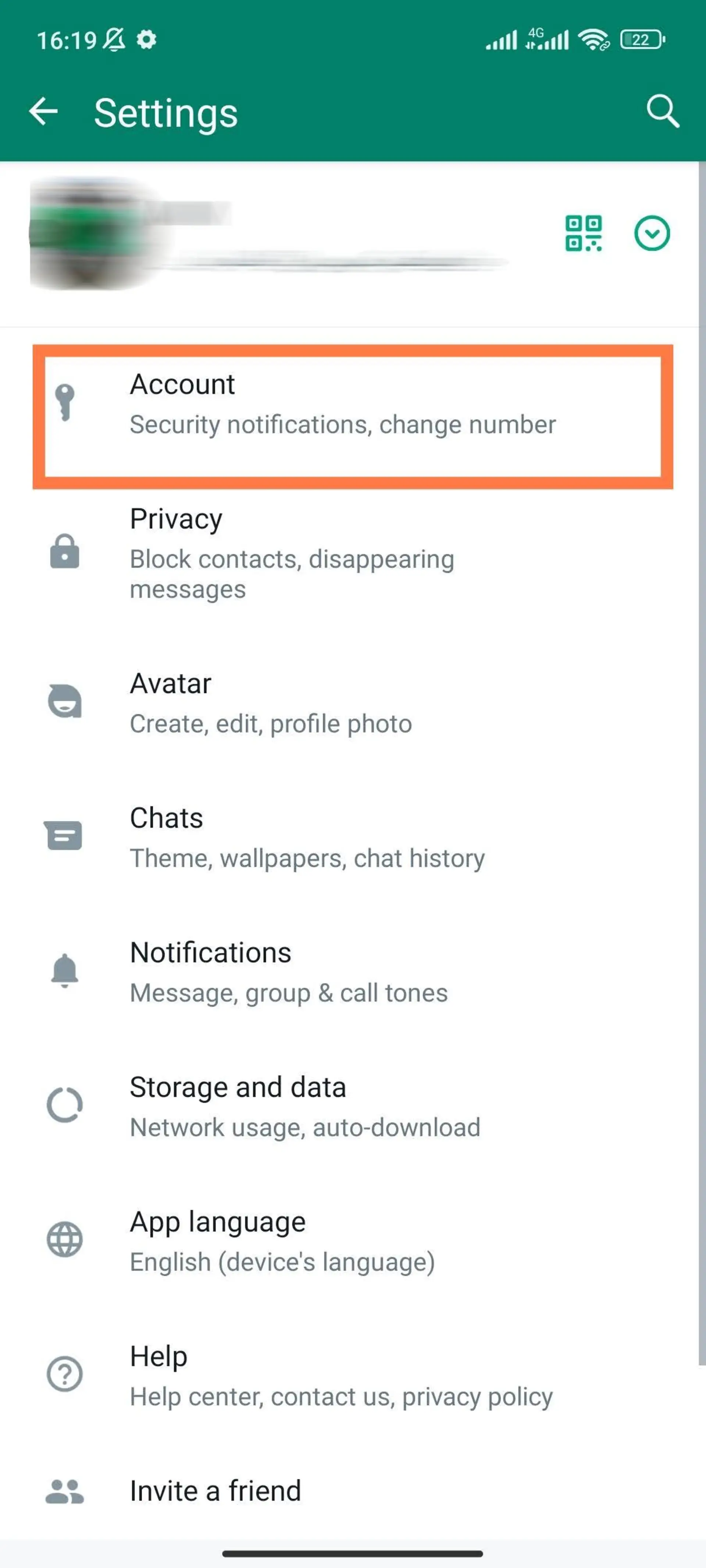 تنظیمات Delete Account واتساپ