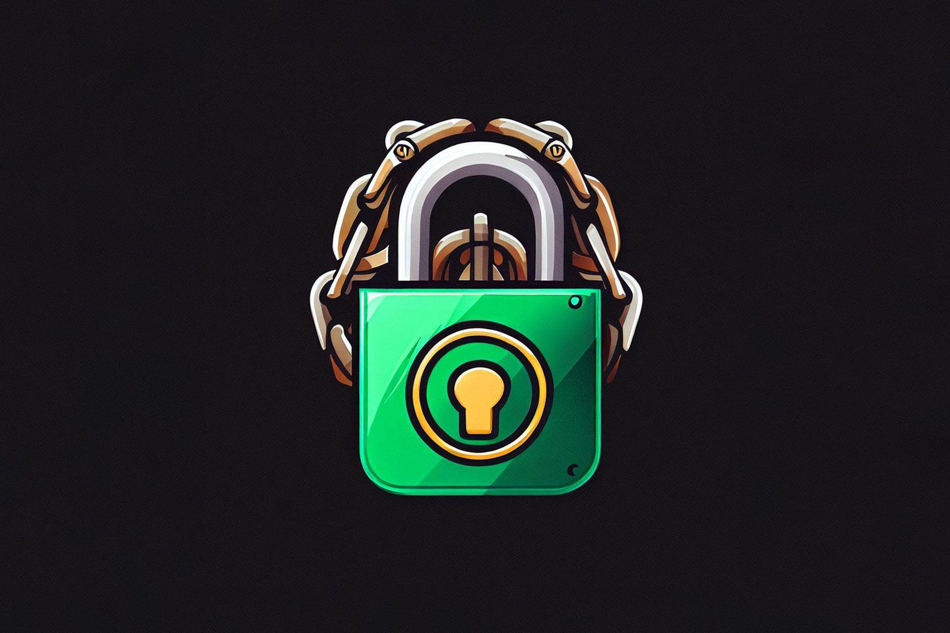 قفلی سبز رنگ در صفحه ای مشکی