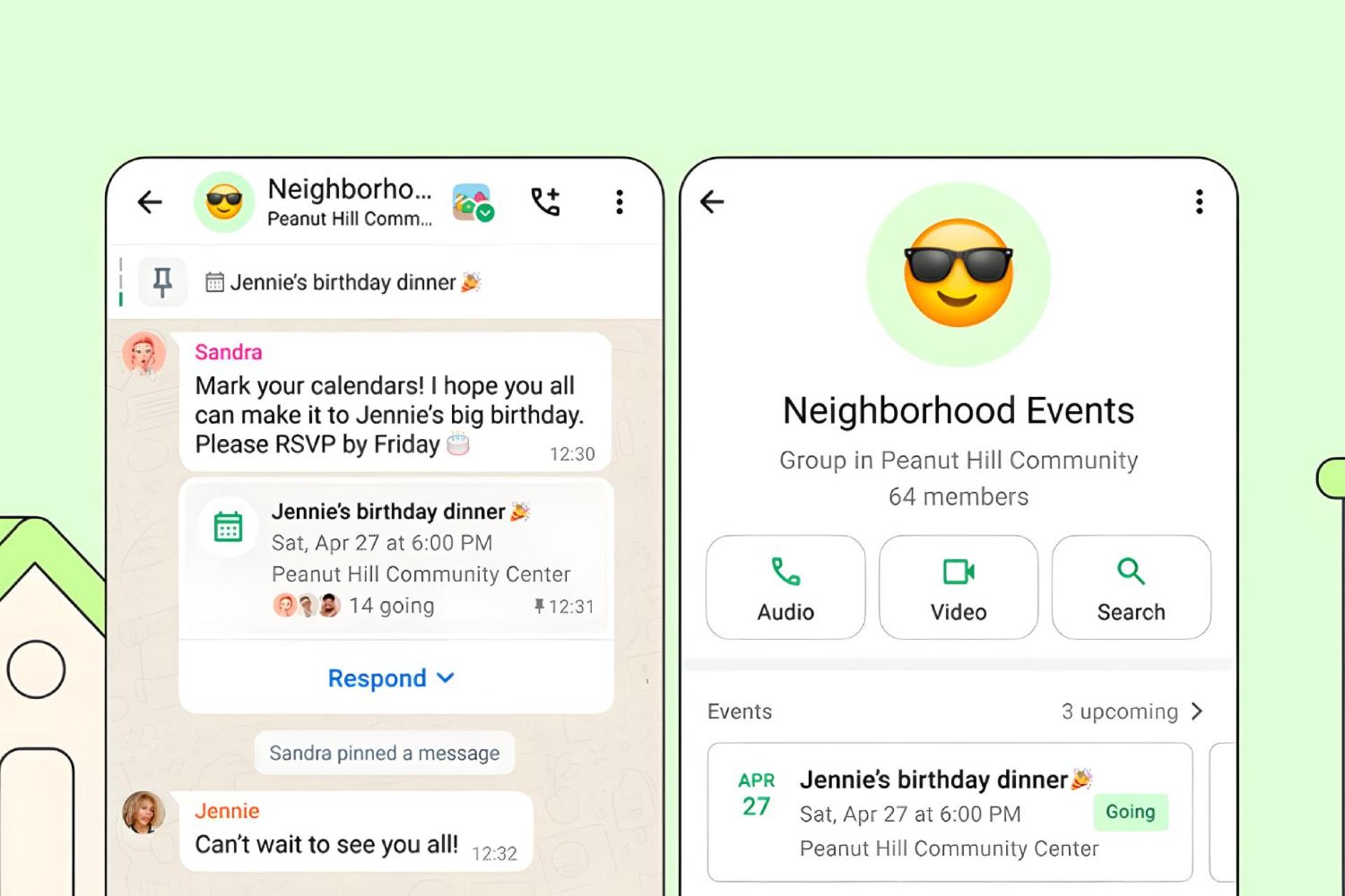 ویژگی Events در چت Communities واتساپ