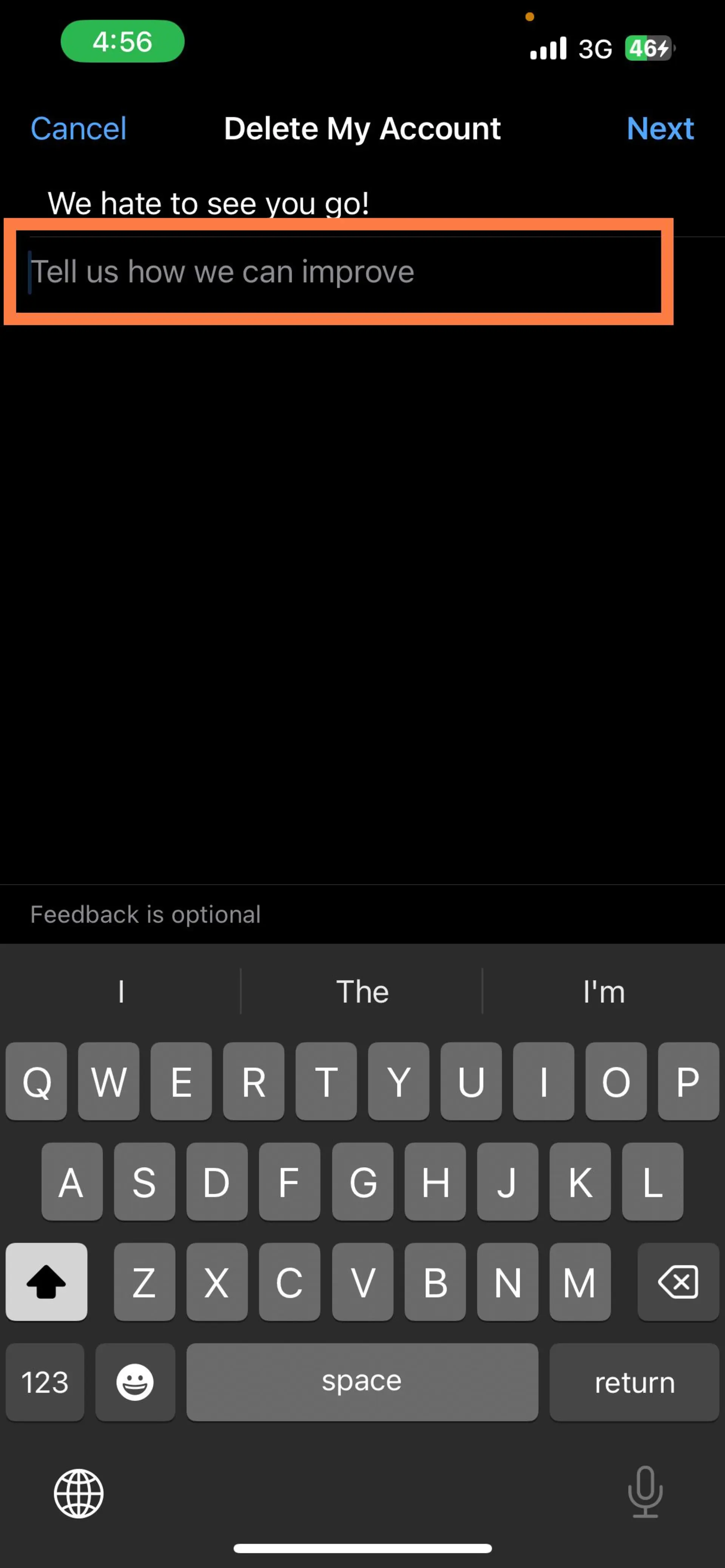 انتخاب دلیل حذف اکانات واتساپ در ios
