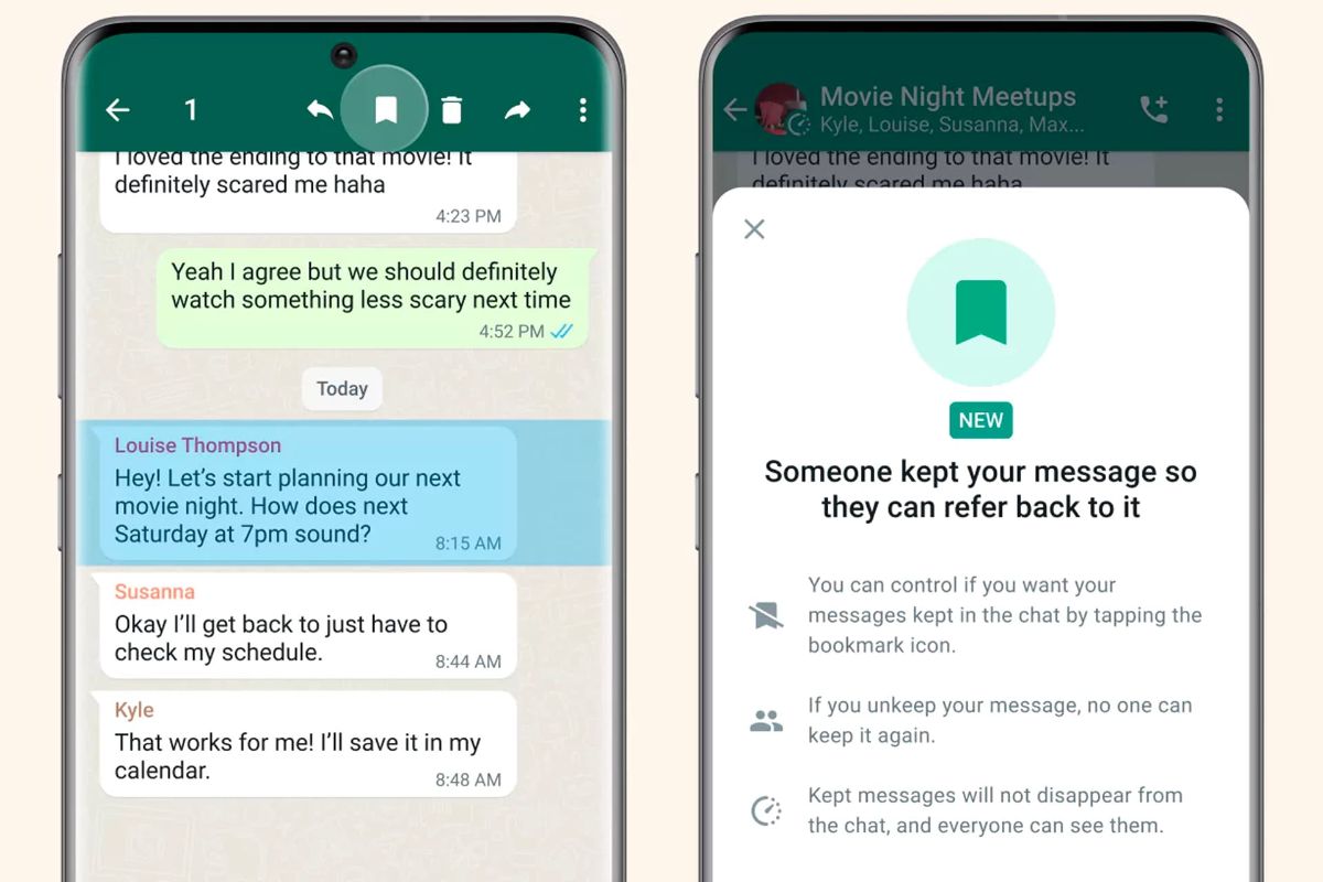 قابلیت Keep in Chat ذخیره پیام واتساپ