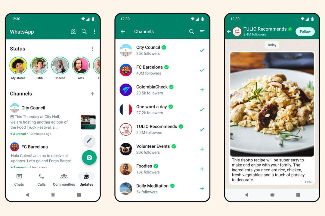 اسکرین شات کانال در واتساپ / WhatsApp