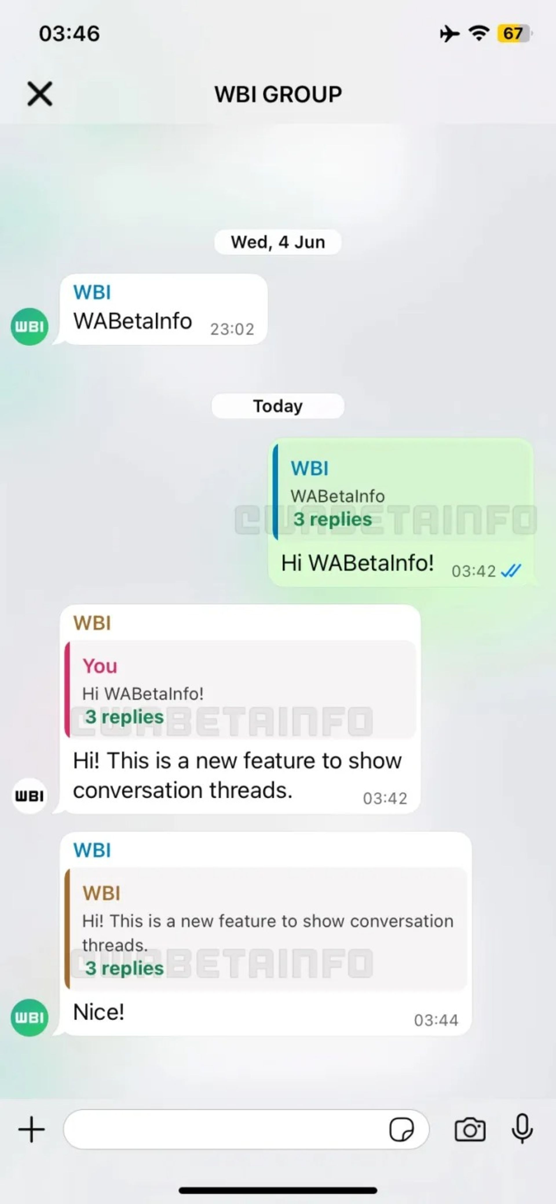 قابلیت Threaded Replies واتساپ در آيفون