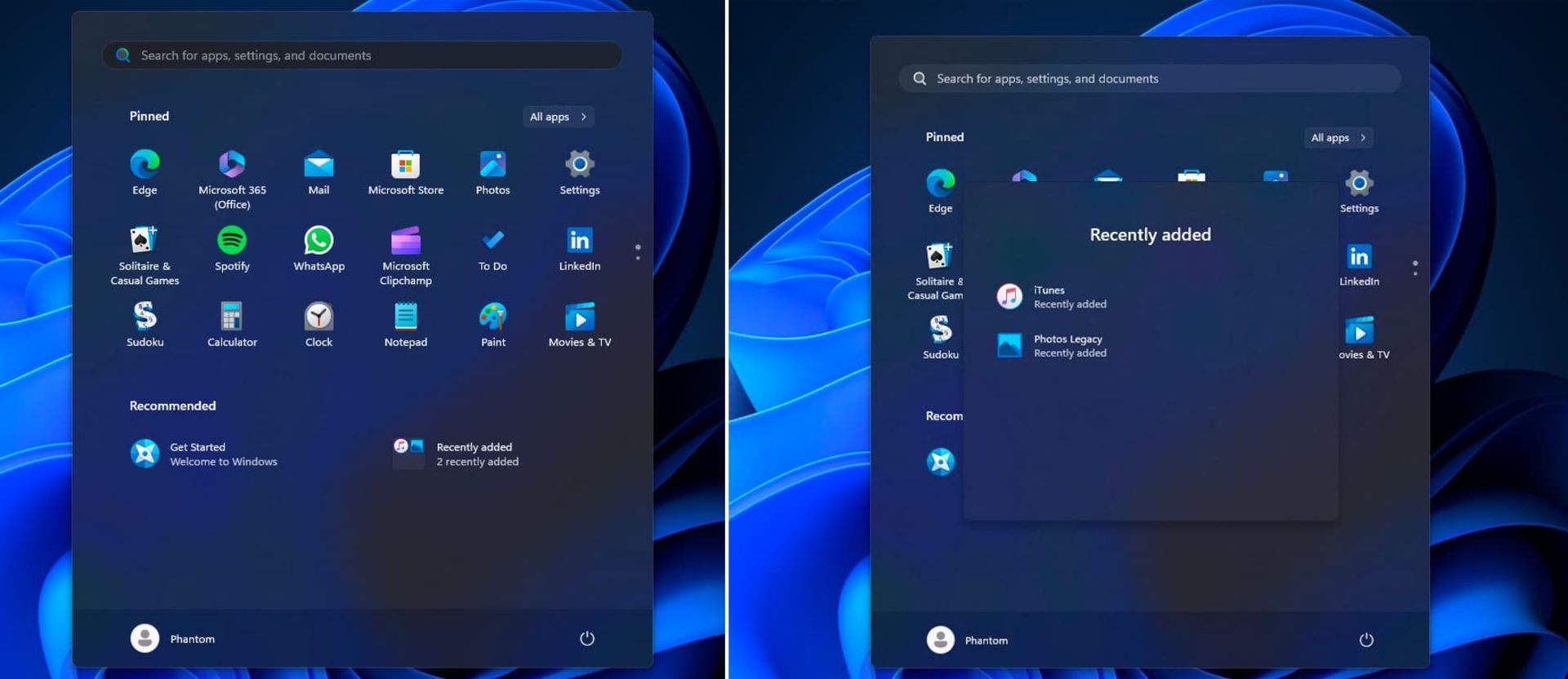 تغییر منوی استارت ویندوز ۱۱ در آپدیت جدید کانال Dev