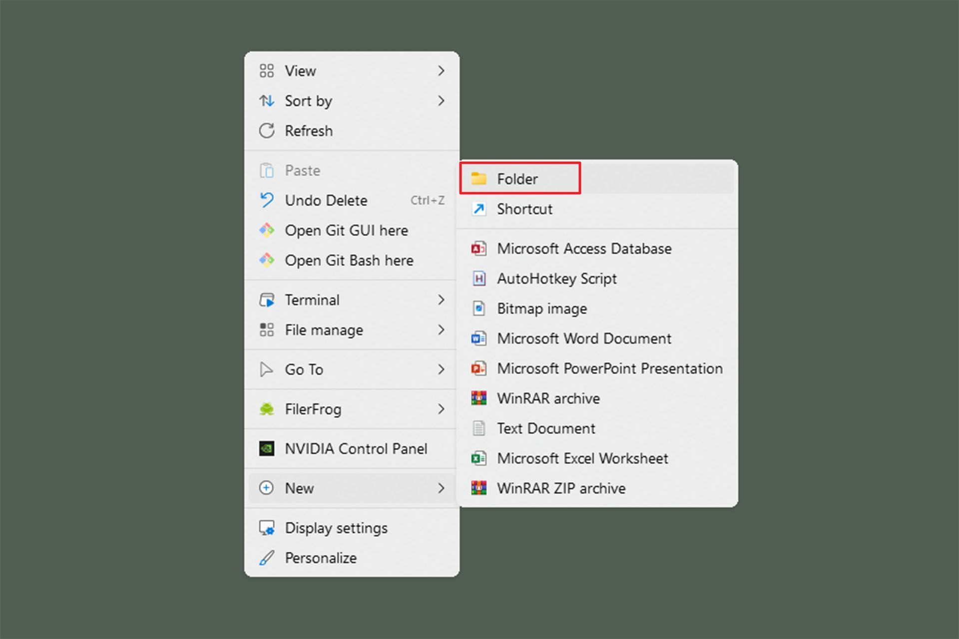 ایجاد یک فولدر با کلیک راست در ویندوز ۱۱