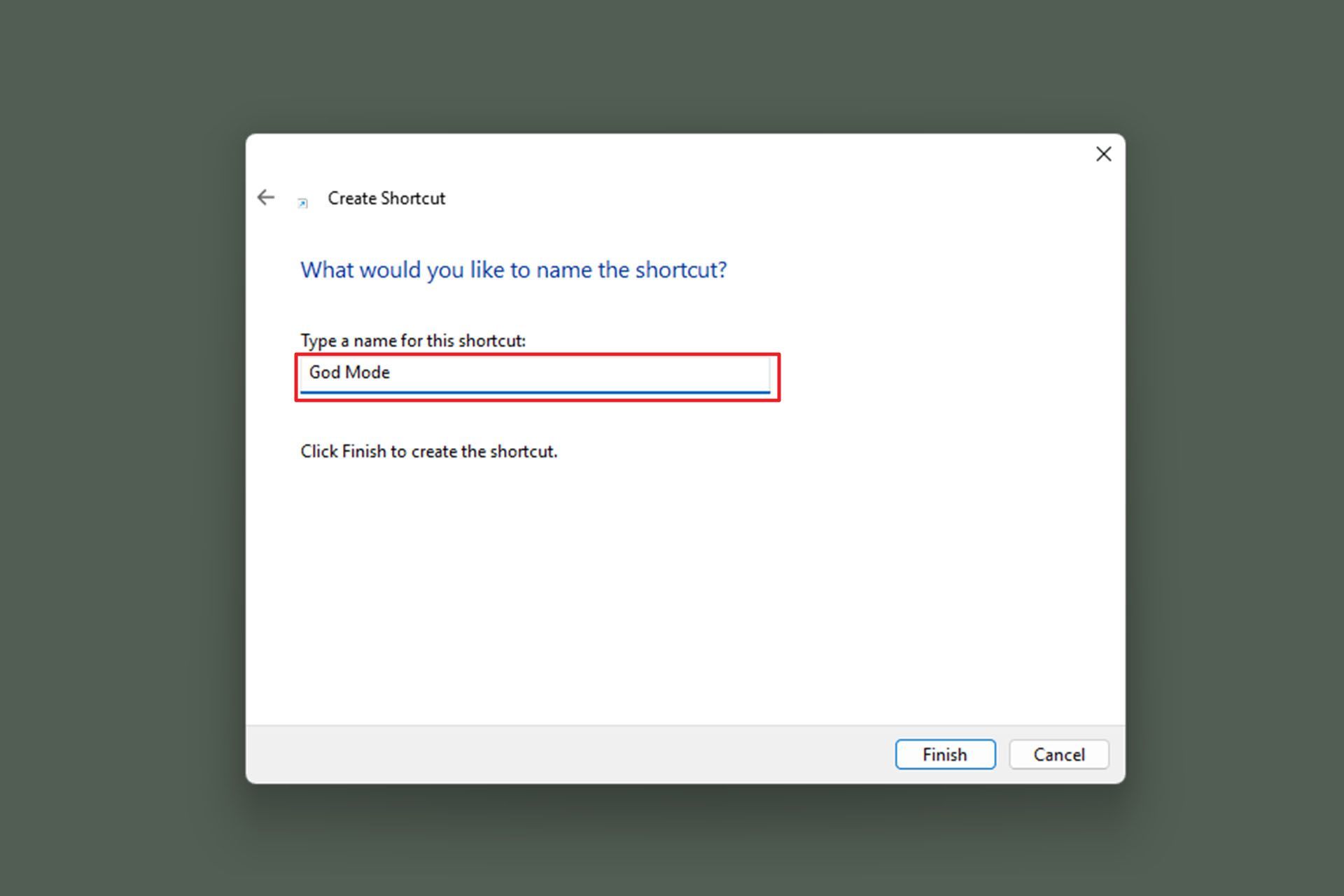 تعیین نام دلخواه برای پوشه گاد مود در ویندوز ۱۱