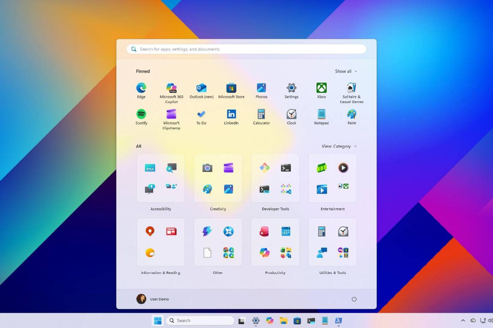 استارت منو جدید ویندوز ۱۱