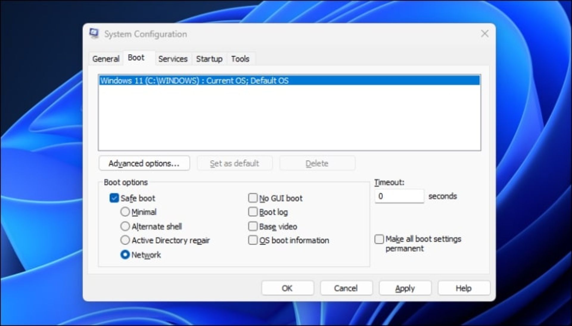 System configuration در ویندوز ۱۱