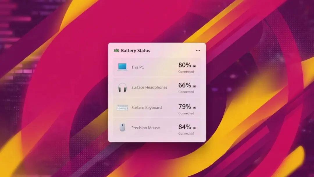 ویجت Battery Status در ویندوز ۱۱ برای نمایش میزان شارژ دستگاه‌های متصل