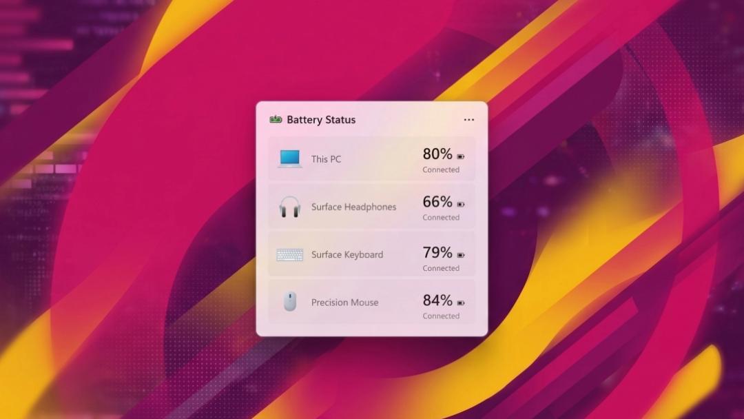 ویجت Battery Status در ویندوز ۱۱ برای نمایش میزان شارژ دستگاه‌های متصل