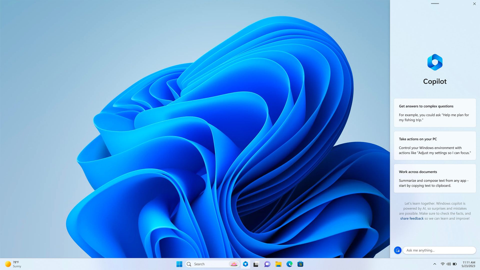 دسکتاپ ویندوز ۱۱ مایکروسافت با ویندوز کوپایلت / Windows Copilot