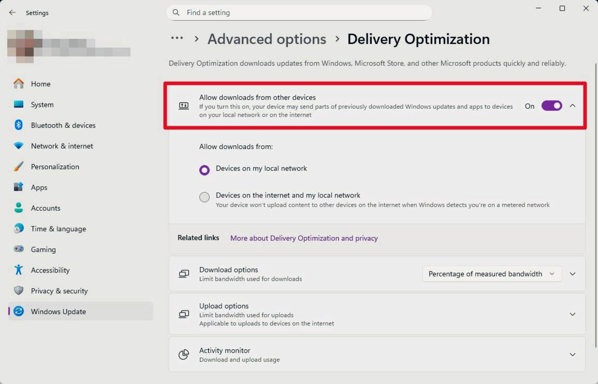 مراحل غیرفعال کردن Delivery Optimization در ویندوز ۱۱