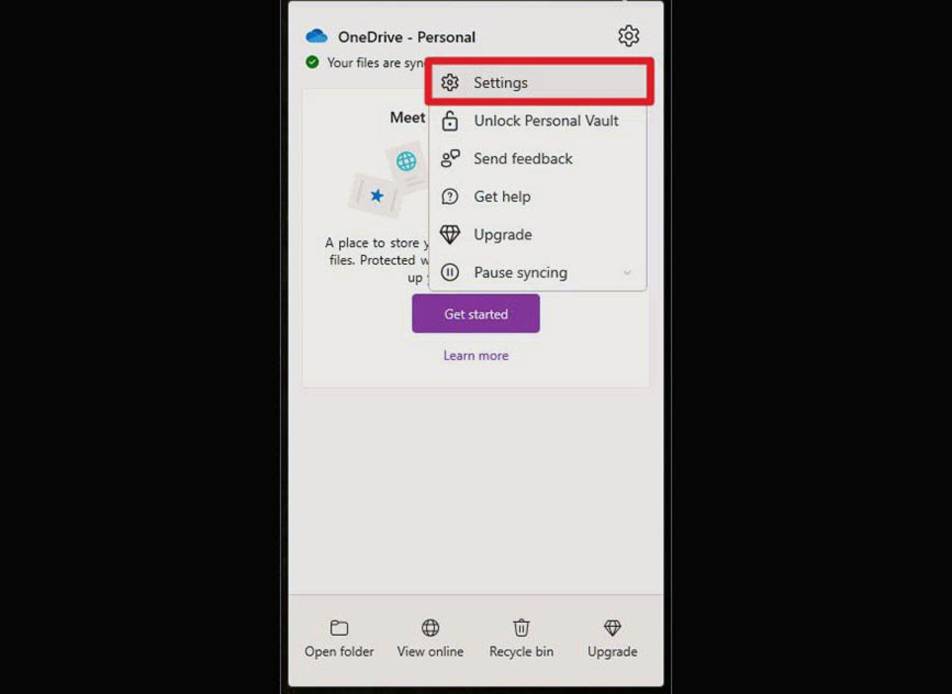 مراحل حذف فولدرهای برای بکاپ گرفته شدن در وان درایو در ویندوز ۱۱
