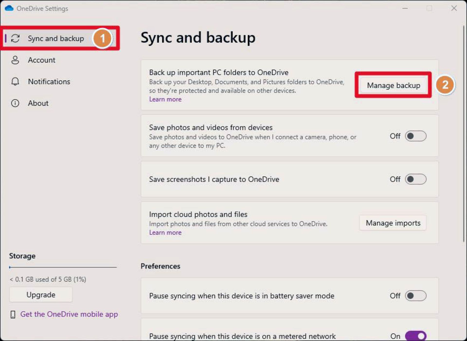 مراحل حذف فولدرهای برای بکاپ گرفته شدن در وان درایو در ویندوز ۱۱