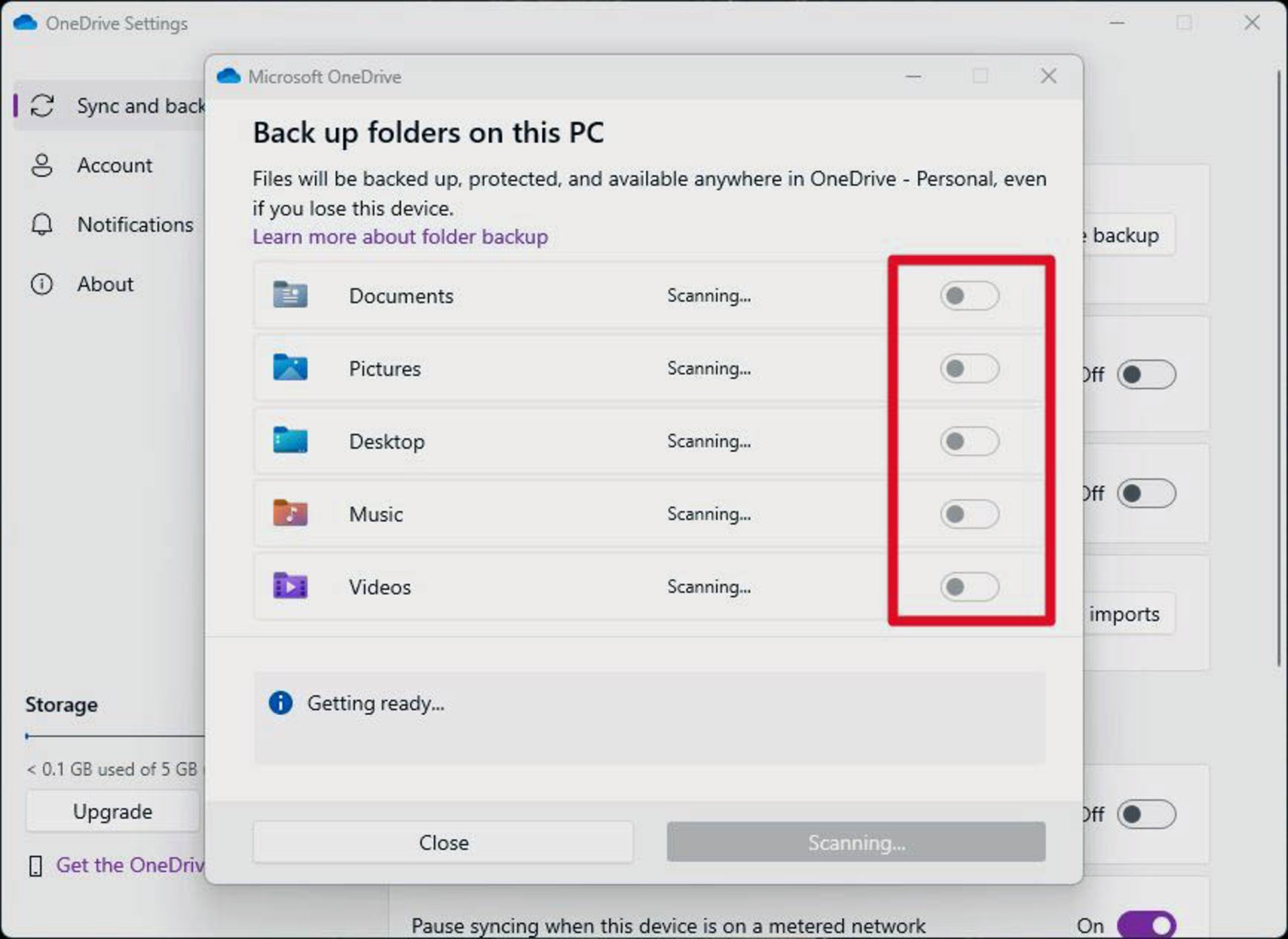مراحل حذف فولدرهای برای بکاپ گرفته شدن در وان درایو در ویندوز ۱۱
