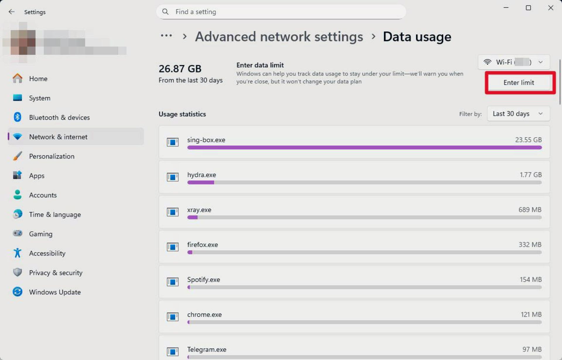 مراحل تعیین محدودیت داده (Data Limit) برای اتصال اینترنت در ویندوز ۱۱