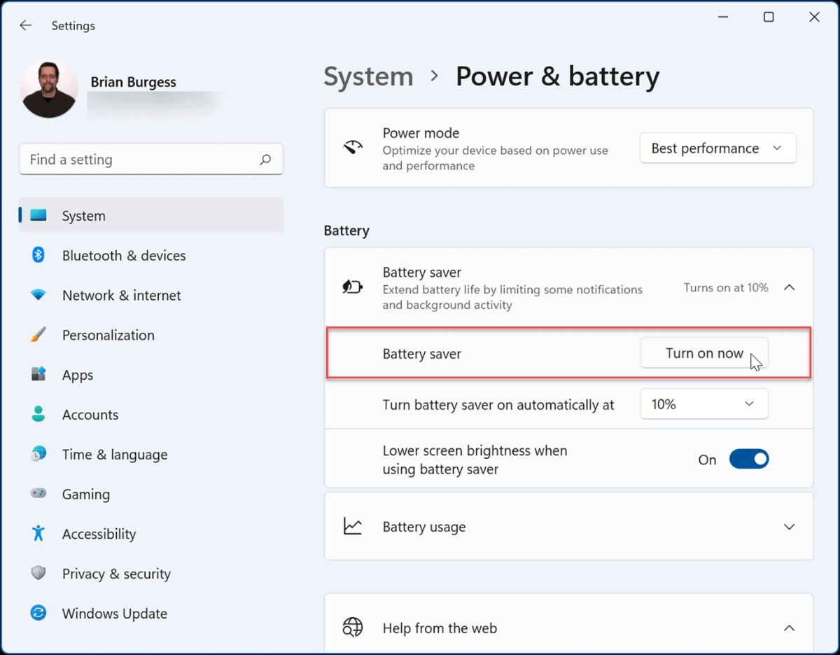 windows battery saver