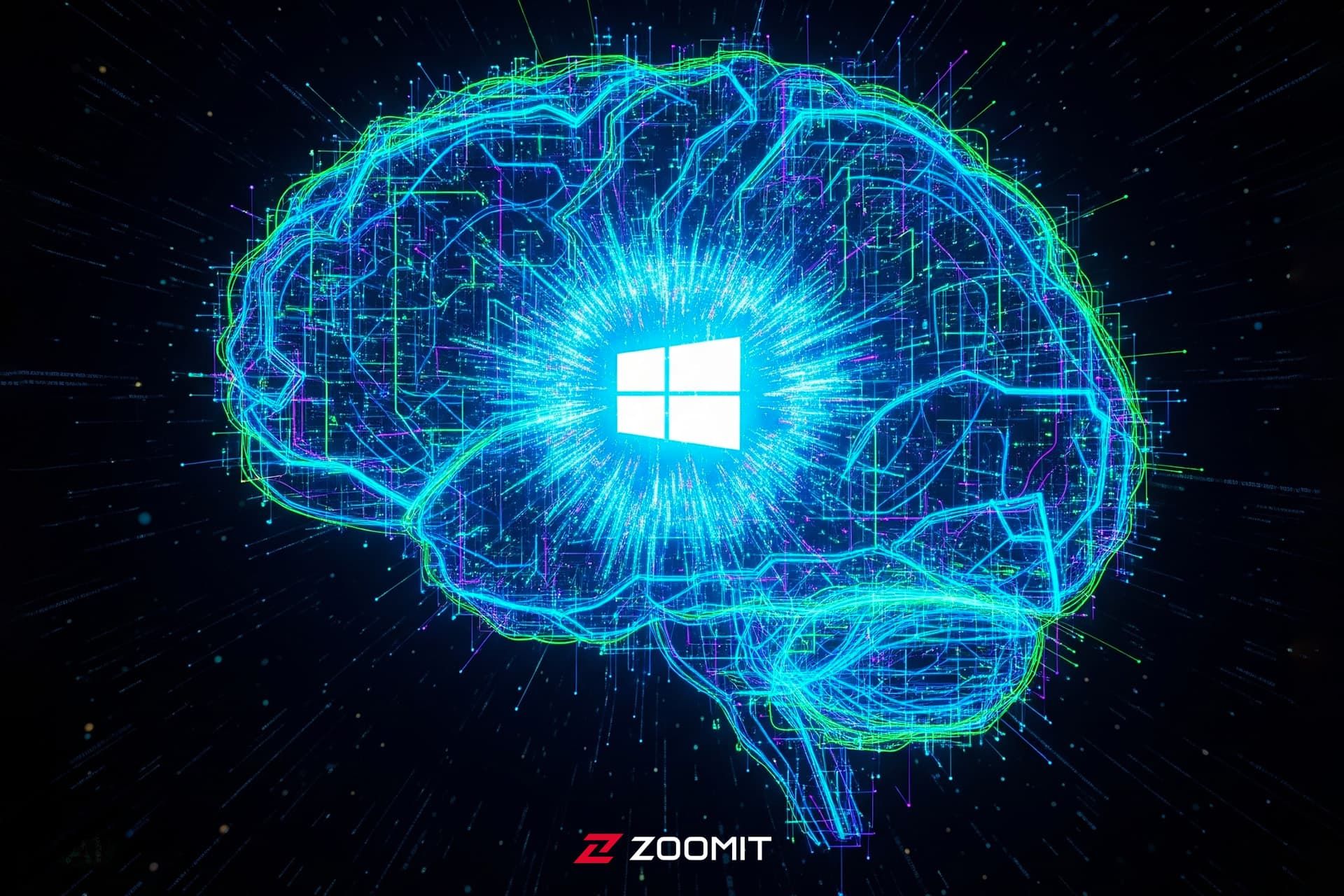 طرح هوش مصنوعی از لوگو ویندوز داخل مغز هوش مصنوعی 
