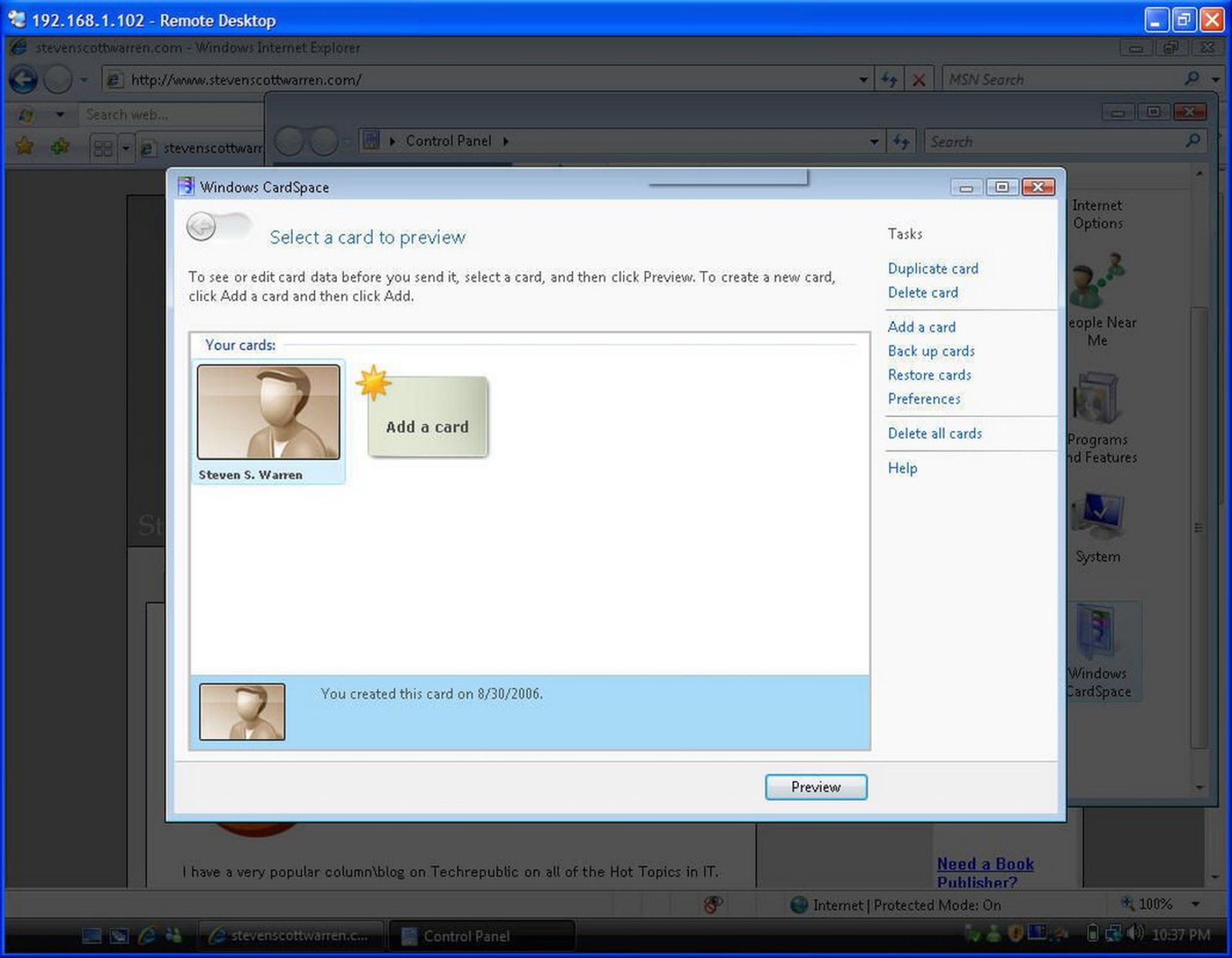 قابلیت CardSpace در ویندوز ویستا