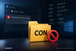 پوشه با نام CON و پیام خطای نام دستگاه نامعتبر در ویندوز