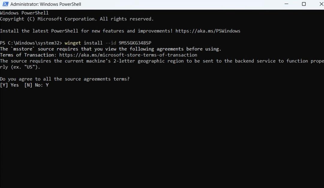 پنجره‌ی Windows PowerShell