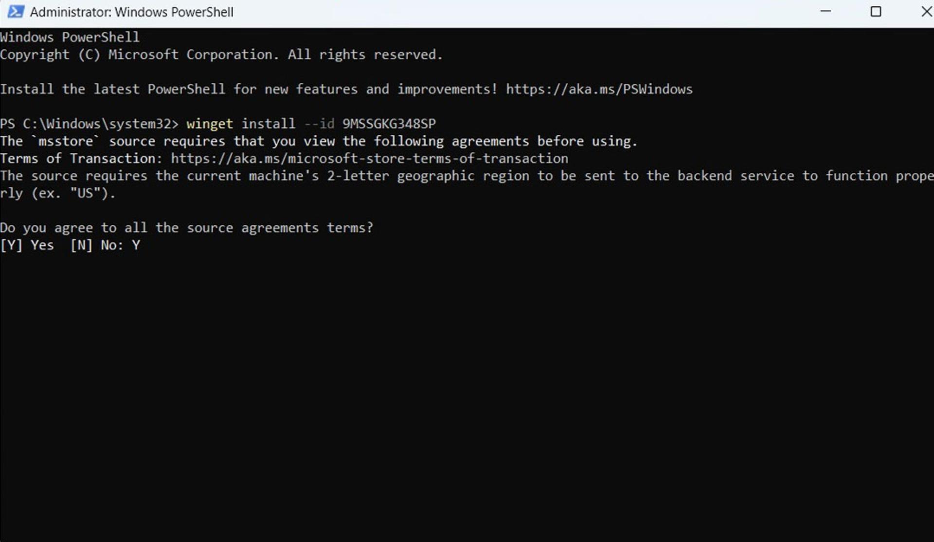 پنجره‌ی Windows PowerShell