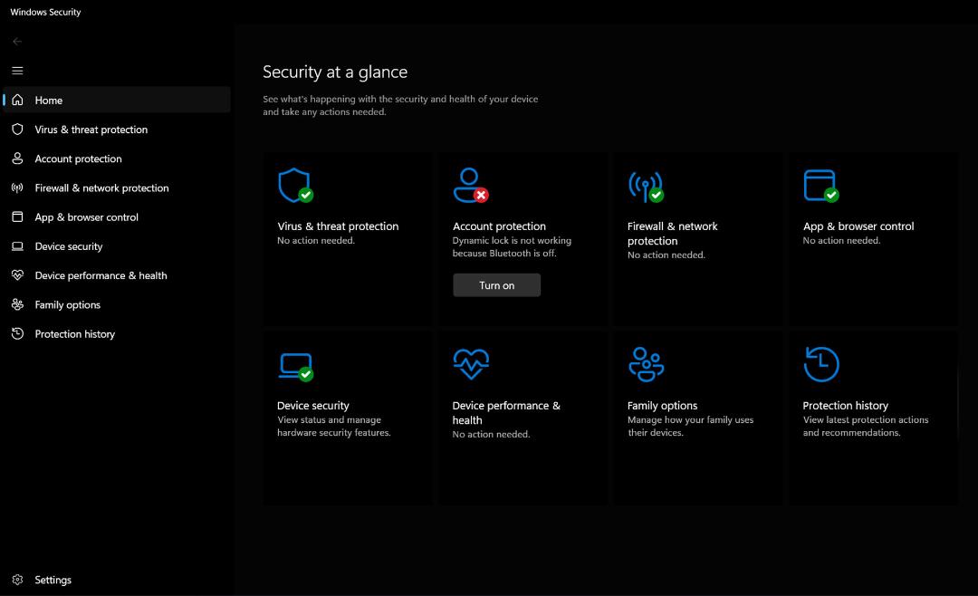 تنظیمات Windows Security