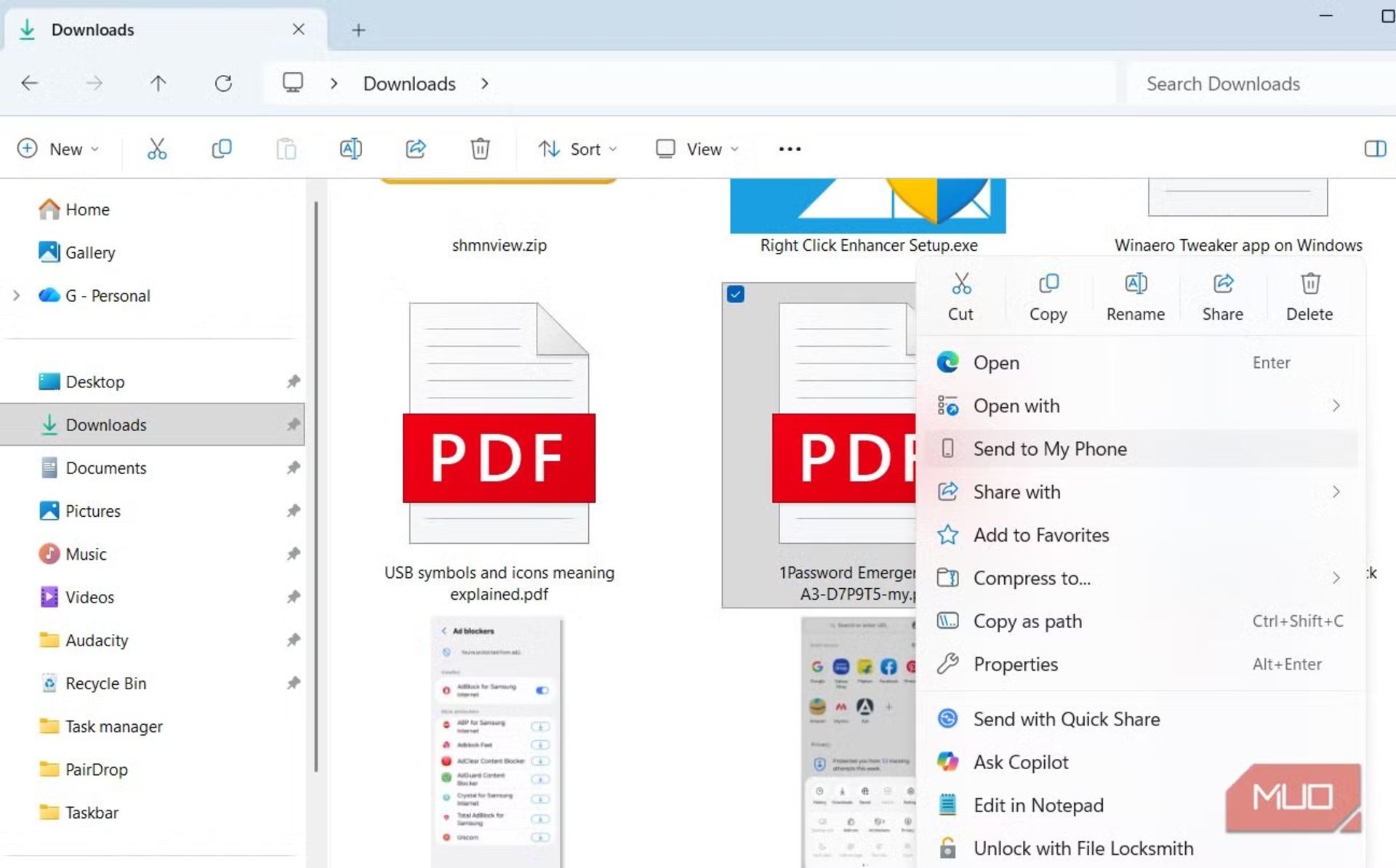 منوی اشتراک گذاری ویندوز