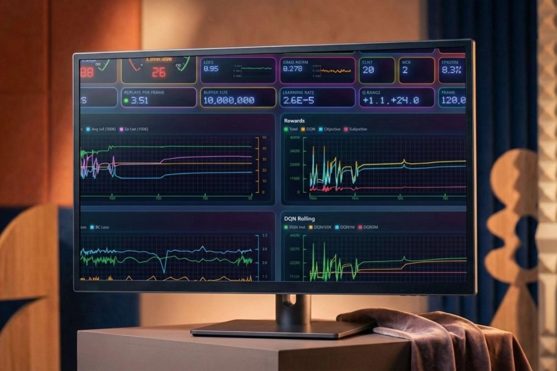 نمای یک مانیتور در حال اجرای تسک منیجر پیشرفته