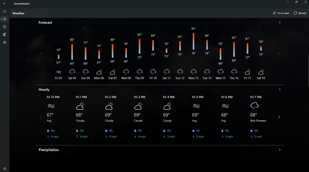 اپلیکیشن SimpleWeather