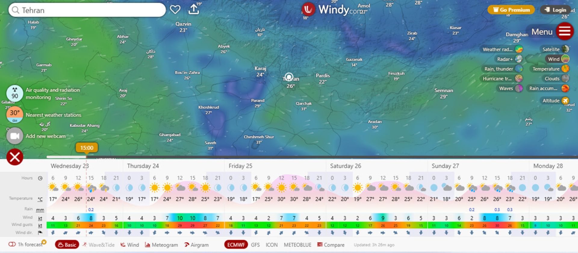 سایت هواشناسی Windy