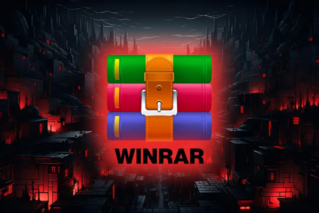 لوگو وین رار / WinRAR در پس زمینه تاریک