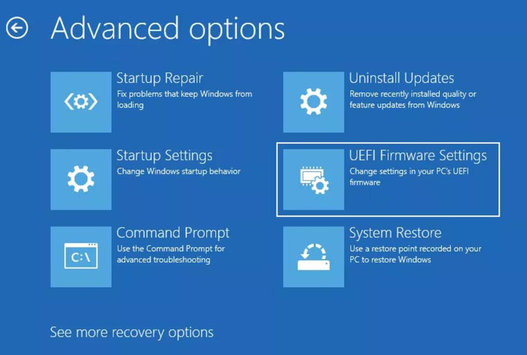 ریستارت کردن به منوی UEFI 