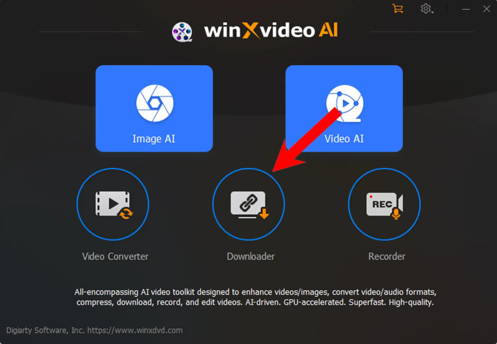 محیط نرم‌افزار Winxvideo AI