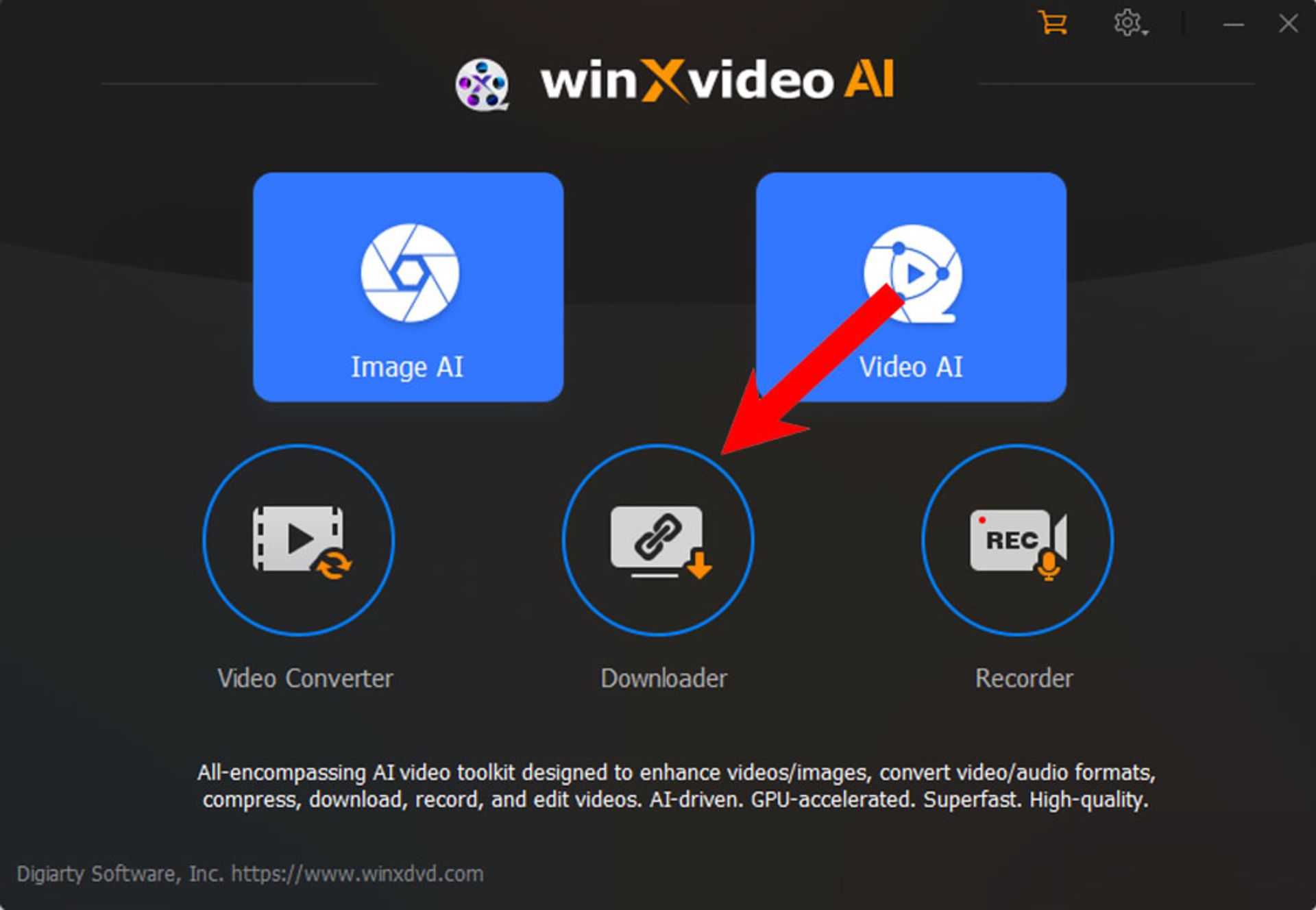 محیط نرم‌افزار Winxvideo AI
