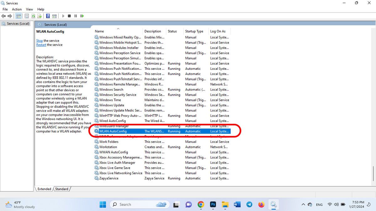 سرویس wlan auto config