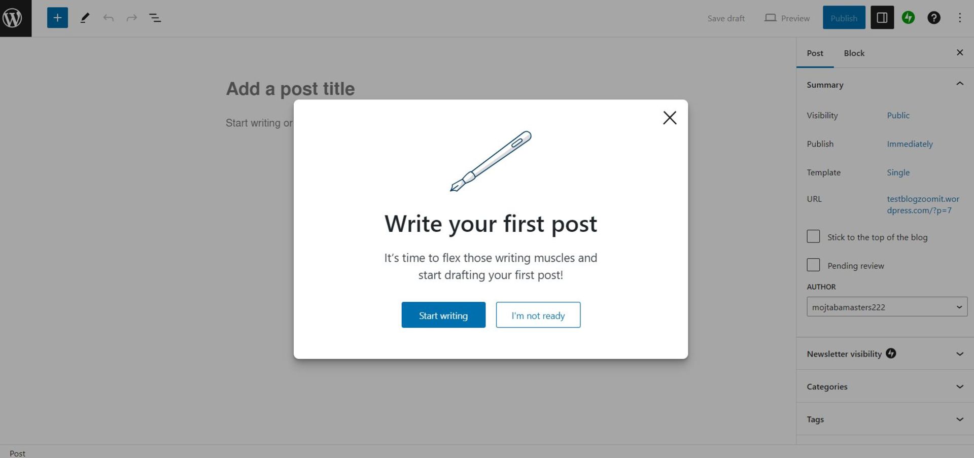 بخش ارسال پست وبلاگ وردپرس