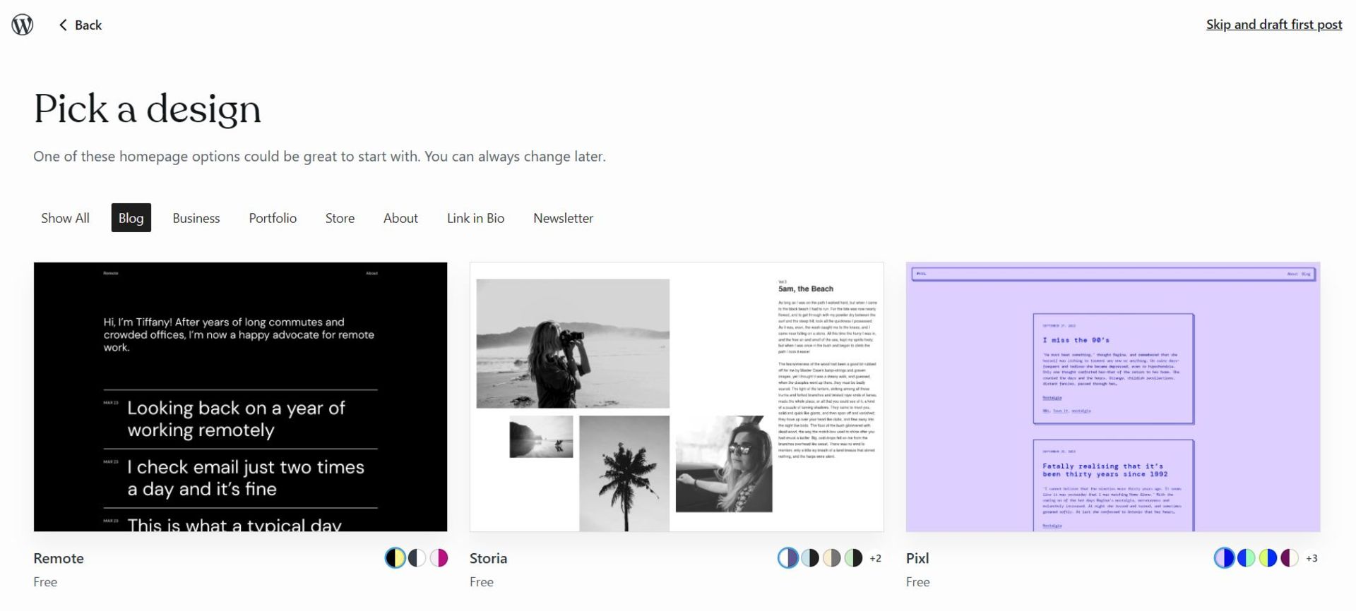 انتخاب قالب وبلاگ وردپرس