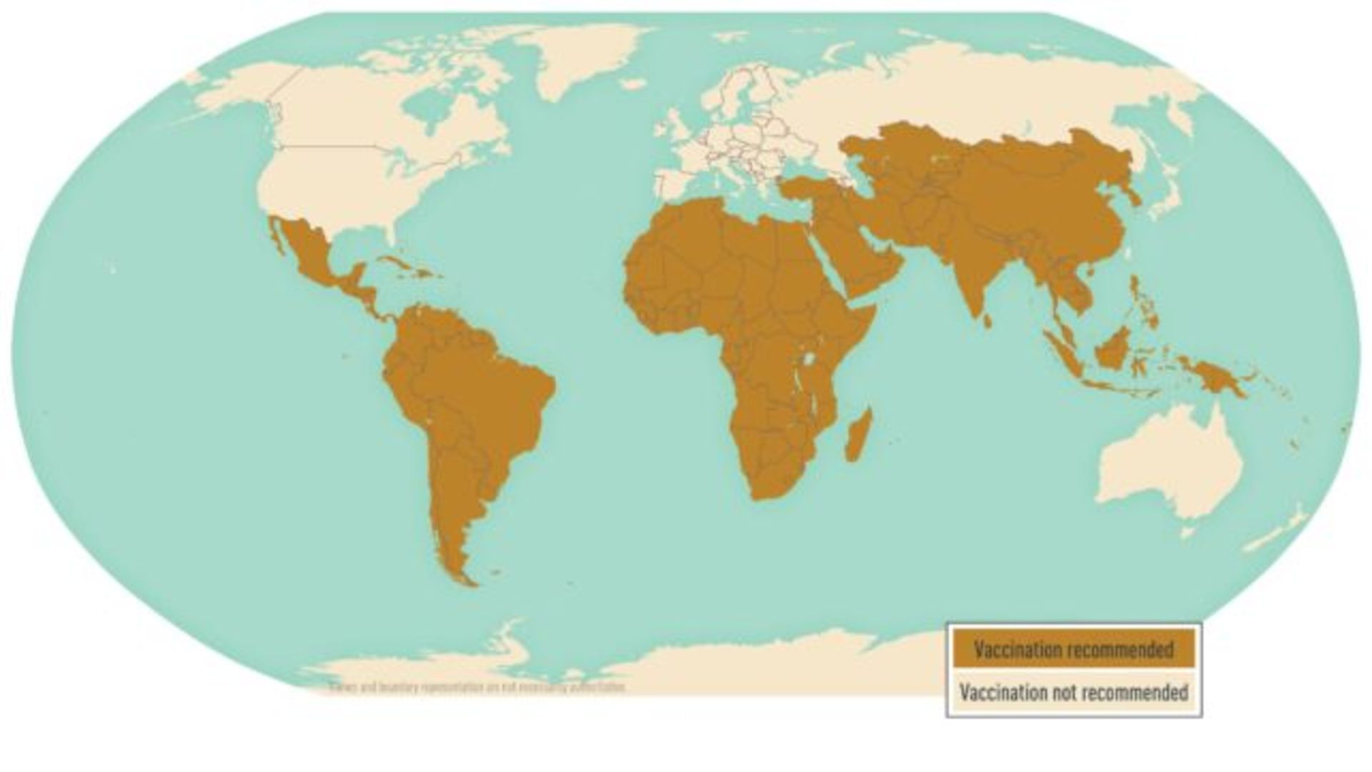 نقشه جهان مناطق نیازمند به واکسن حصبه