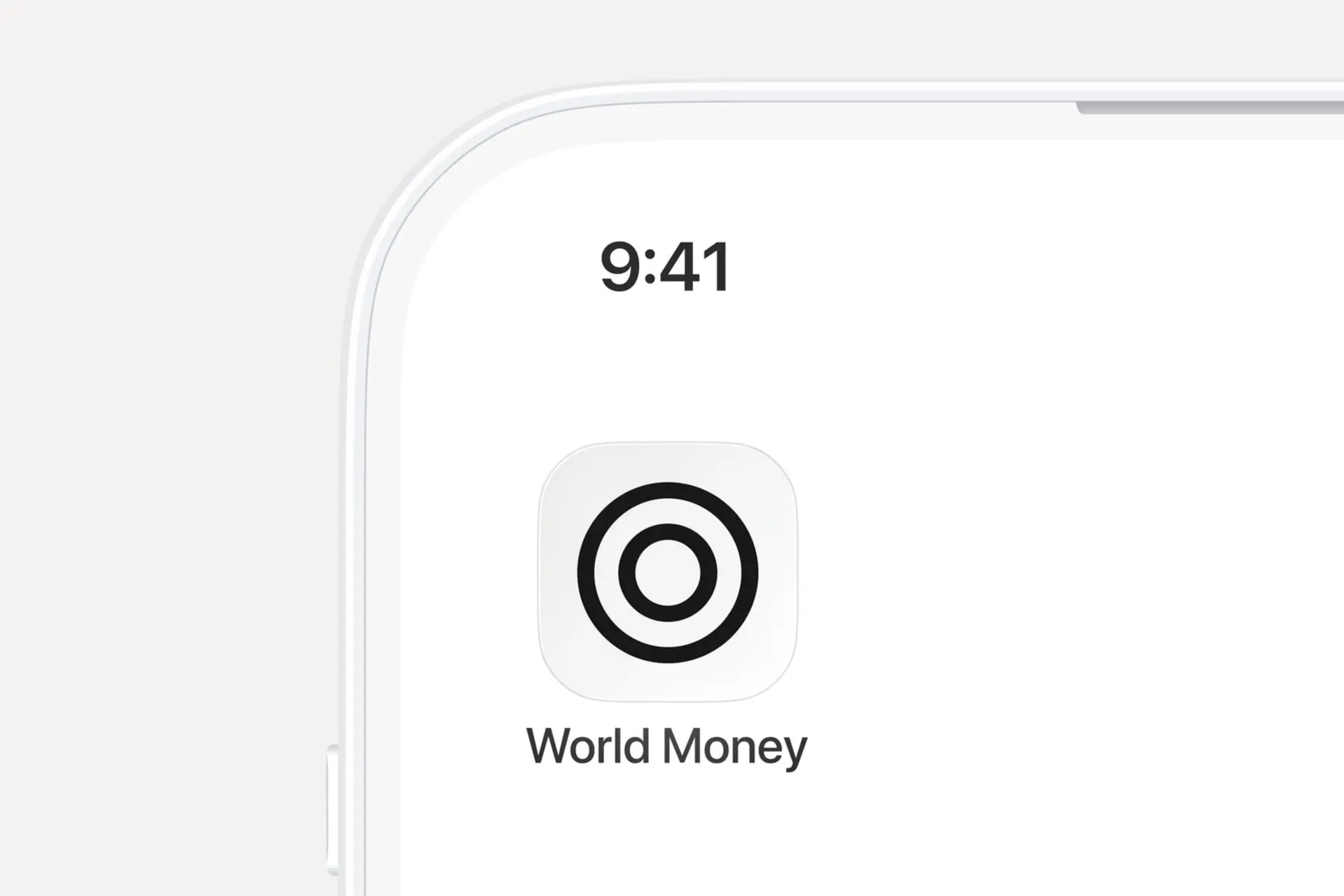 آیکون اپلیکیشن ورلد مانی (World Money) روی صفحه نمایش گوشی هوشمند